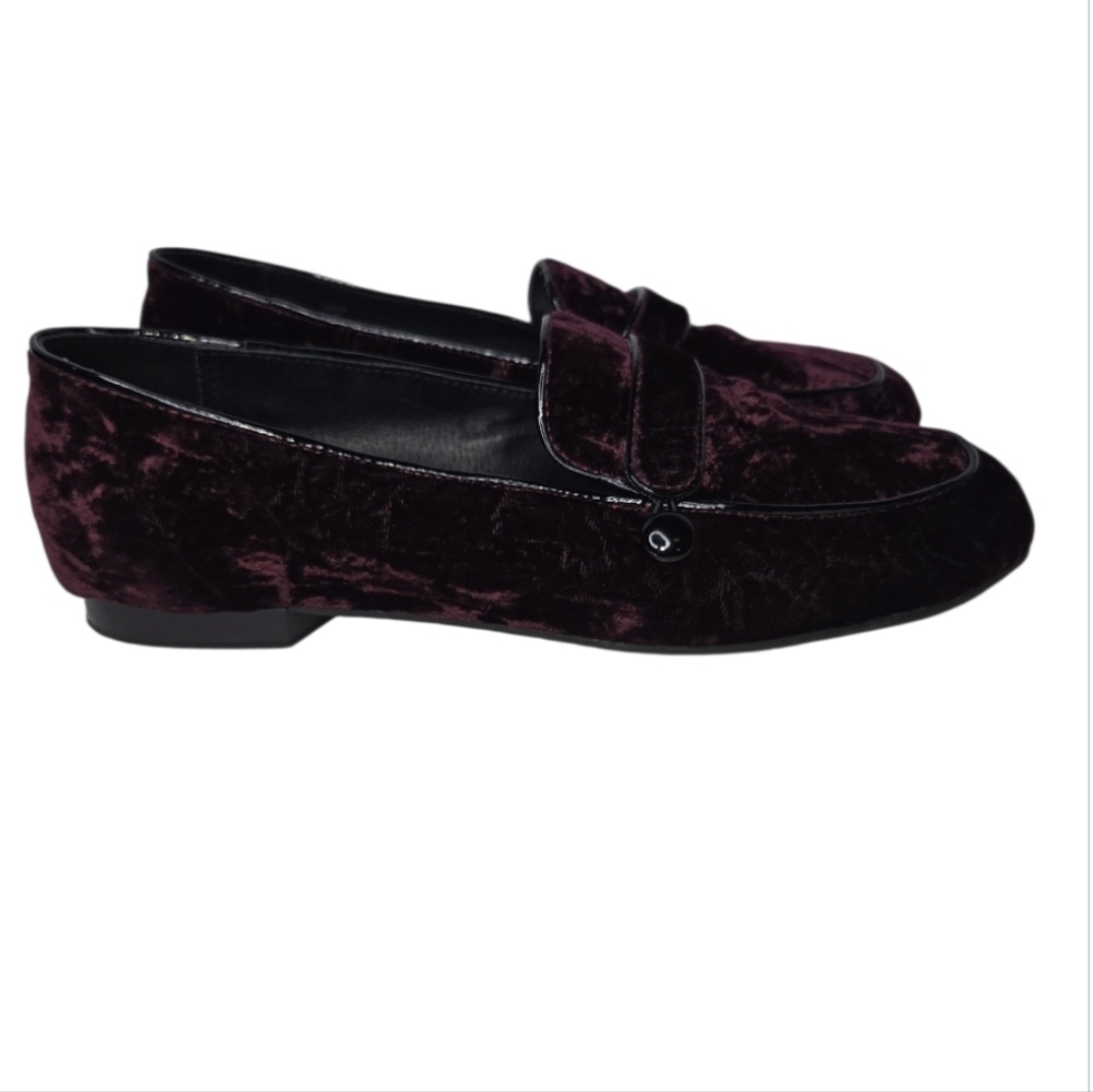 Donald J Pliner Haven Wine Red Crushed Velvet Loafers Flats Size 8.5 - Picture 3 of 11